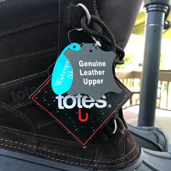 NWT Totes Men’s Thunder Brown Winter/Rainboots - Picture 2 of 4